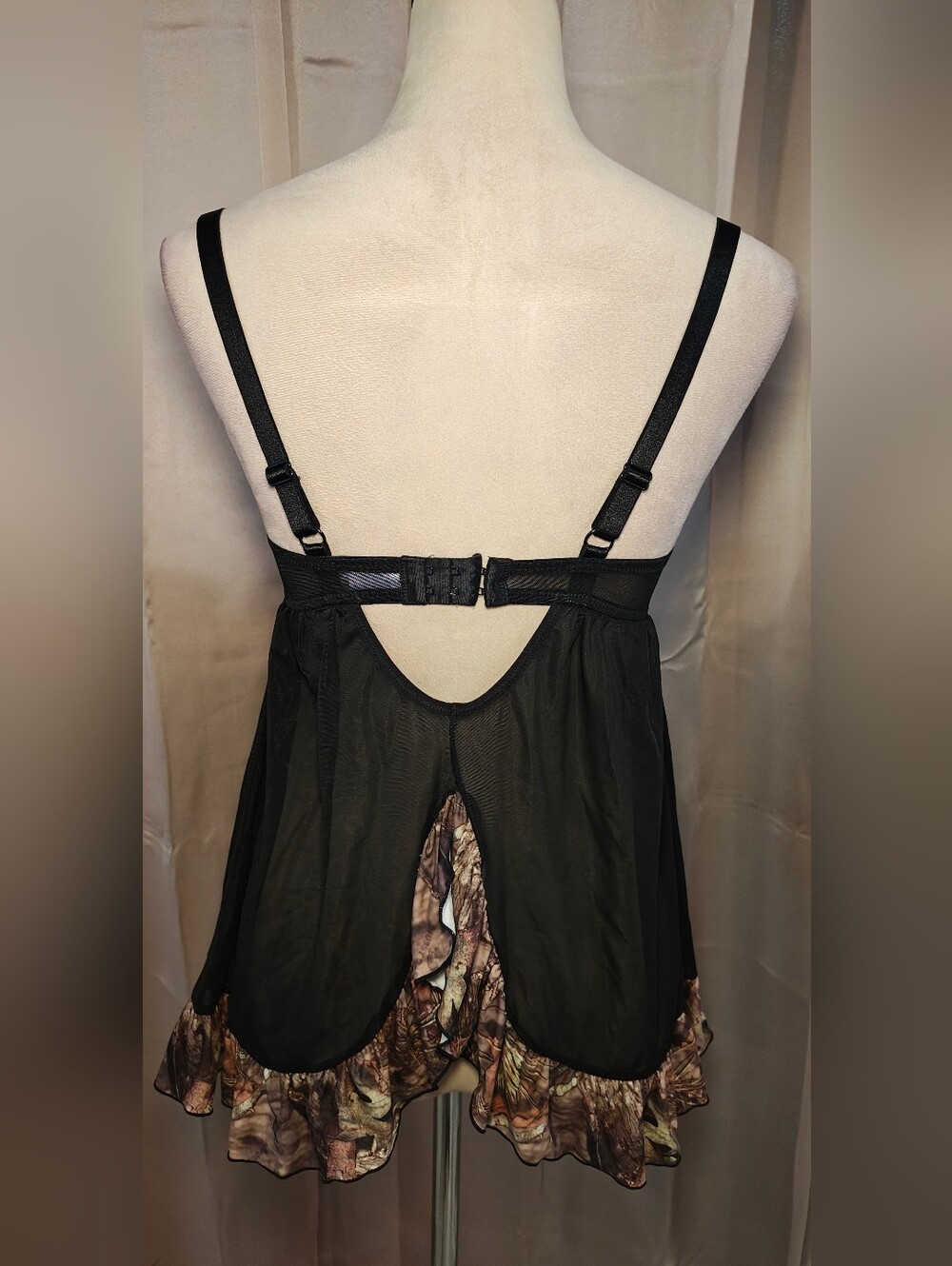 Y2K Wilderness Dreams Camo Lingerie Babydoll Slip Dress. - Picture 5 of 12